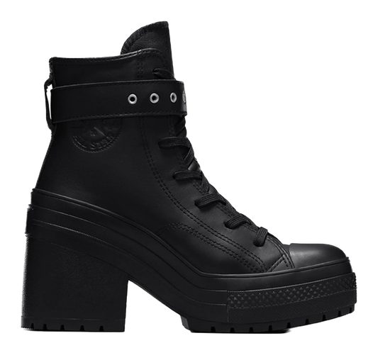 Converse Chuck 70 De Luxe Heel Leather High Buckle Triple Black Womens vjkicks