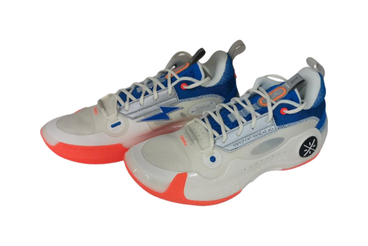 LiNing WOW 10 Slip Resistant Abrasion Resistant Low top Basketball Shoes Mens White Blue Red vjkicks