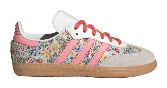 Liberty London x Adidas Originals SAMBA OG Anti Slip Wear Resistant Low Top Skateboard Shoes Beige/Pink Kids vjkicks