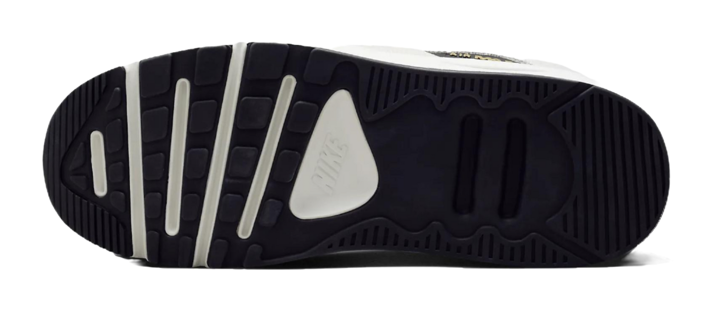 Nike Air Max 90 LV8 White Metallic Gold Black Womens vjkicks