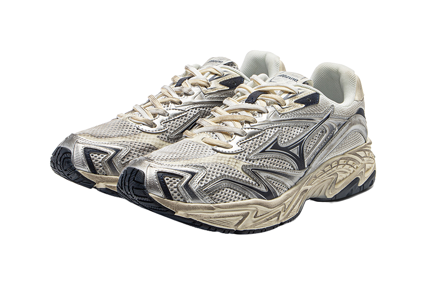 Mizuno Adventure Cushioning, Wear Resistant Low top Chunky Sneakers Unisex Beige Silver vjkicks