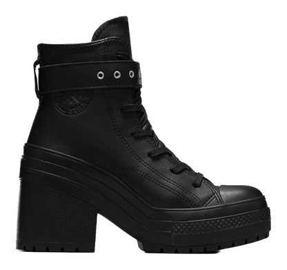 Converse Chuck 70 De Luxe Heel Leather High Buckle Triple Black Womens vjkicks