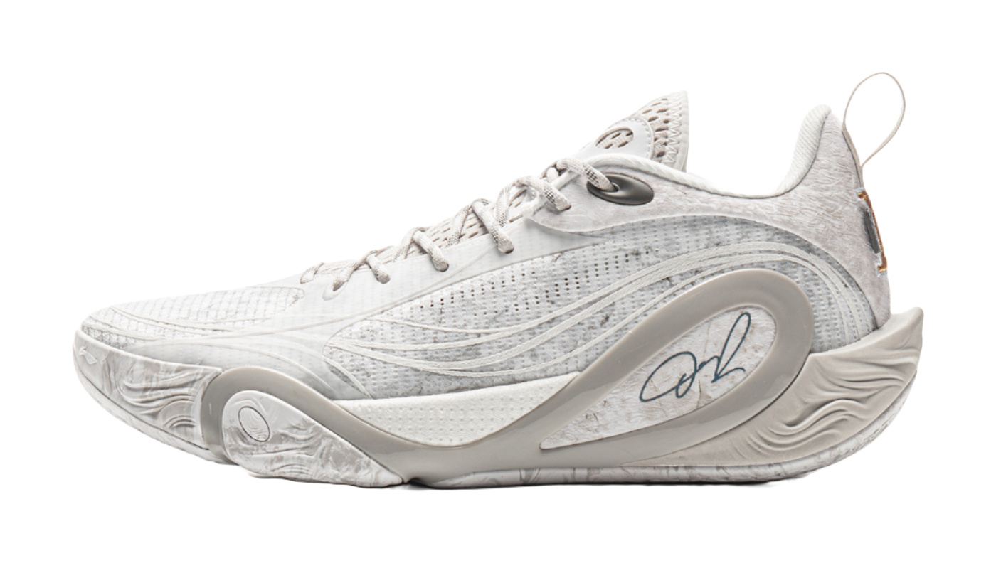 LiNing DLO1 Cushioning, Slip Resistant, Abrasion Resistant, Rebound Grip Low Top Basketball Shoes Mens White Gray vjkicks