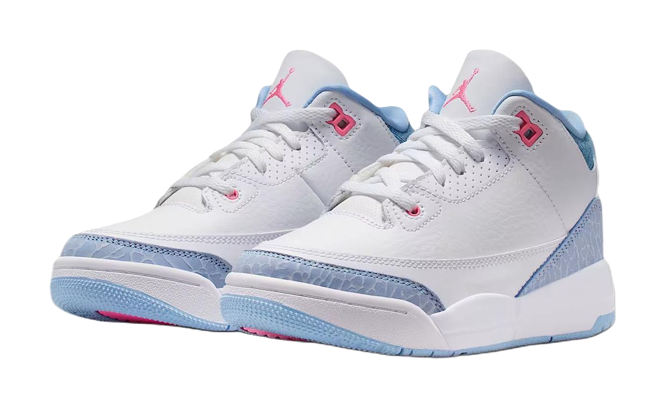 Jordan Air Jordan 3 Abrasion Resistant Mid Top Childrens Basketball Shoes White Blue Children Aged 3 7 Years Old vjkicks