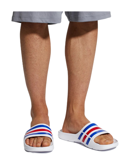 Adidas Duramo Slides White Blue Red vjkicks