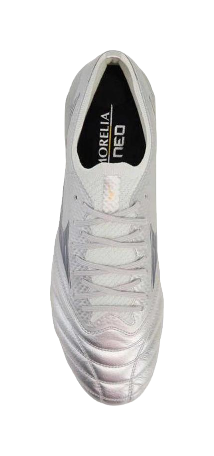 Mizuno Morelia Neo 4 Cushioned Slip Resistant Abrasion Resistant Soccer Shoes Mens Silver vjkicks