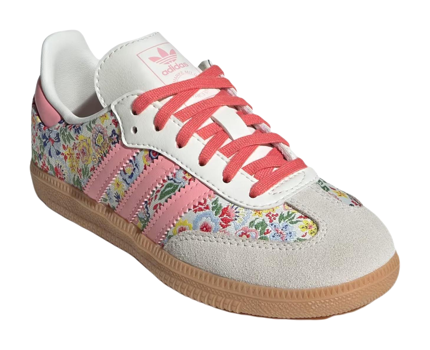 Liberty London x Adidas Originals SAMBA OG Anti Slip Wear Resistant Low Top Skateboard Shoes Beige/Pink Kids vjkicks