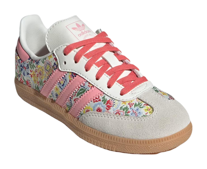 Liberty London x Adidas Originals SAMBA OG Anti Slip Wear Resistant Low Top Skateboard Shoes Beige/Pink Kids vjkicks