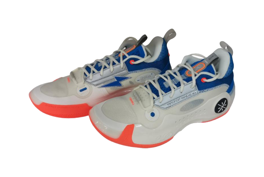 LiNing WOW 10 Slip Resistant Abrasion Resistant Low top Basketball Shoes Mens White Blue Red vjkicks