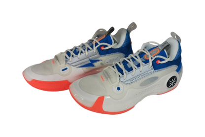 LiNing WOW 10 Slip Resistant Abrasion Resistant Low top Basketball Shoes Mens White Blue Red vjkicks