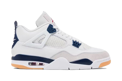 Nike SB x Jordan Air Jordan 4 Navy Abrasion Resistant Mid Top Vintage Basketball Shoes Unisex White Blue vjkicks