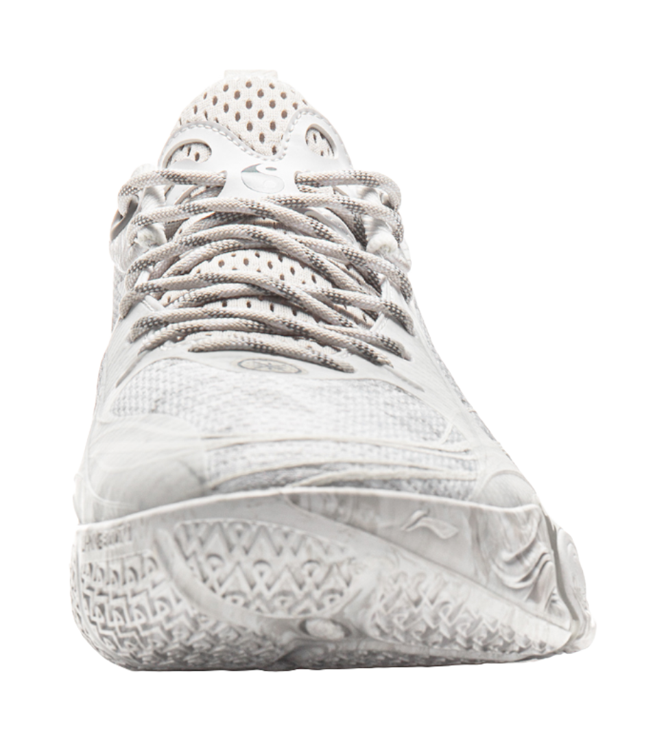 LiNing DLO1 Cushioning, Slip Resistant, Abrasion Resistant, Rebound Grip Low Top Basketball Shoes Mens White Gray vjkicks