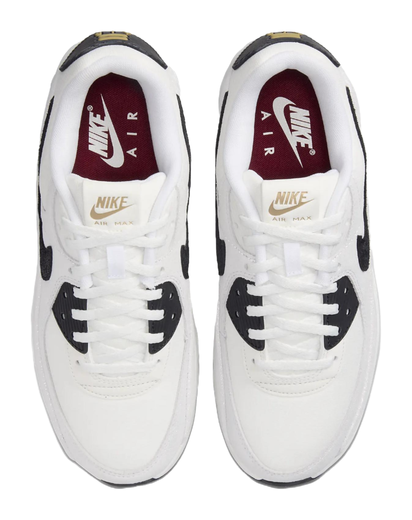 Nike Air Max 90 LV8 White Metallic Gold Black Womens vjkicks