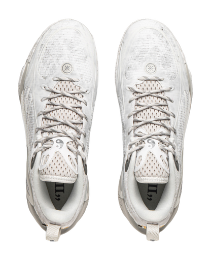 LiNing DLO1 Cushioning, Slip Resistant, Abrasion Resistant, Rebound Grip Low Top Basketball Shoes Mens White Gray vjkicks