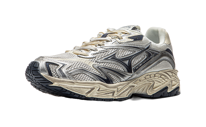 Mizuno Adventure Cushioning, Wear Resistant Low top Chunky Sneakers Unisex Beige Silver vjkicks