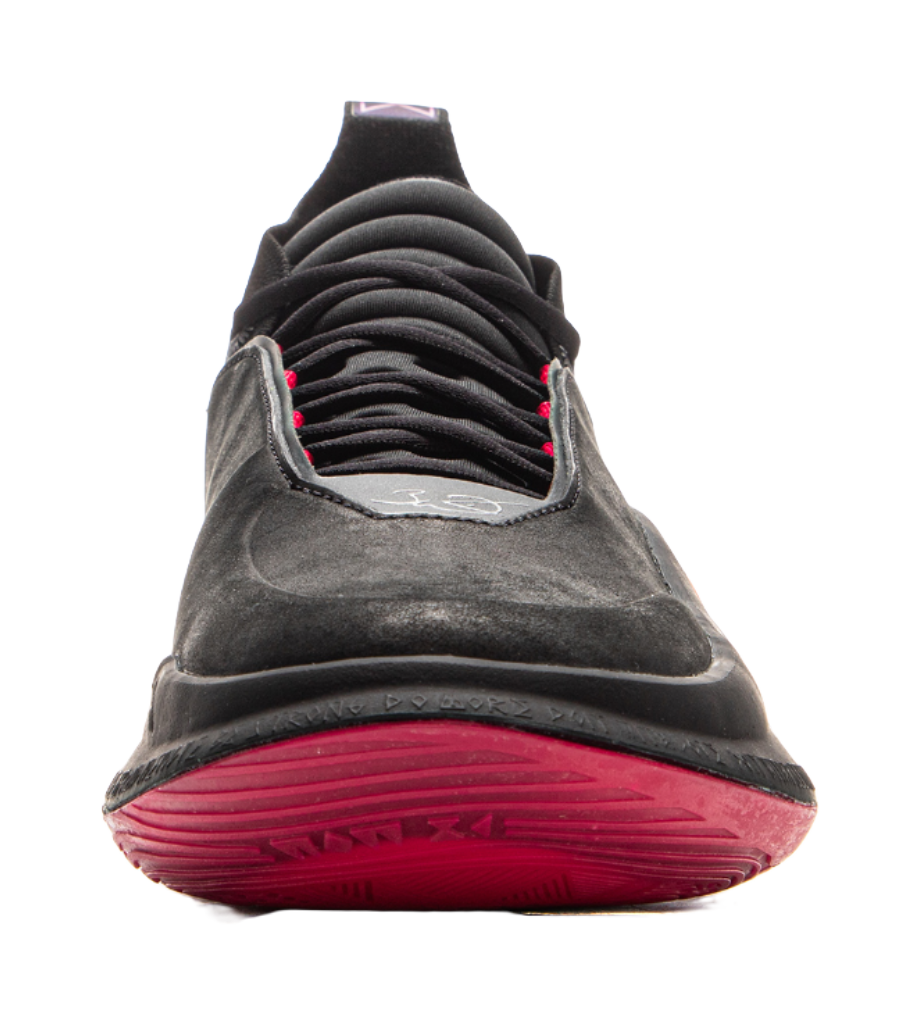 LiNing Wow11 Cushioning Anti-Slip And Wear-Resistant Lightweight Rebound Mid-Top Basketball Shoes Mens Black Red vjkicks