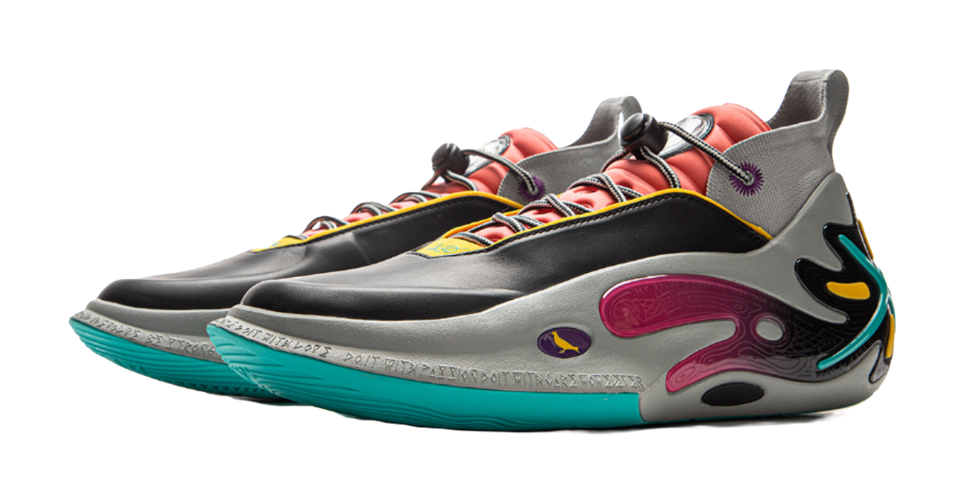 LiNing Wow11 Cushioning Lightweight Rebound Mid Top Basketball Shoes Mens Black Gray vjkicks