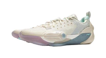 LiNing Abrasion Resistant Slip Resistant Low Top Basketball Shoes Mens White Blue vjkicks