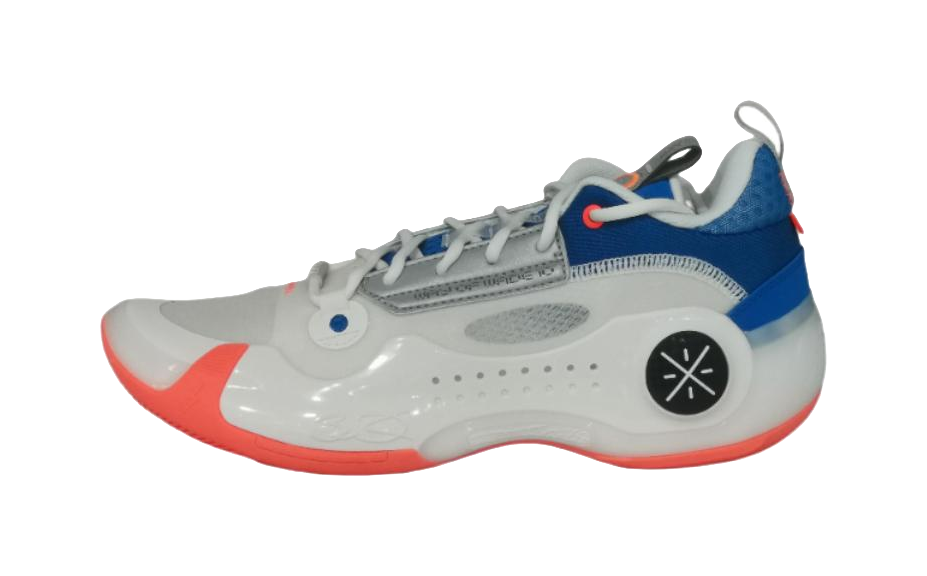 LiNing WOW 10 Slip Resistant Abrasion Resistant Low top Basketball Shoes Mens White Blue Red vjkicks