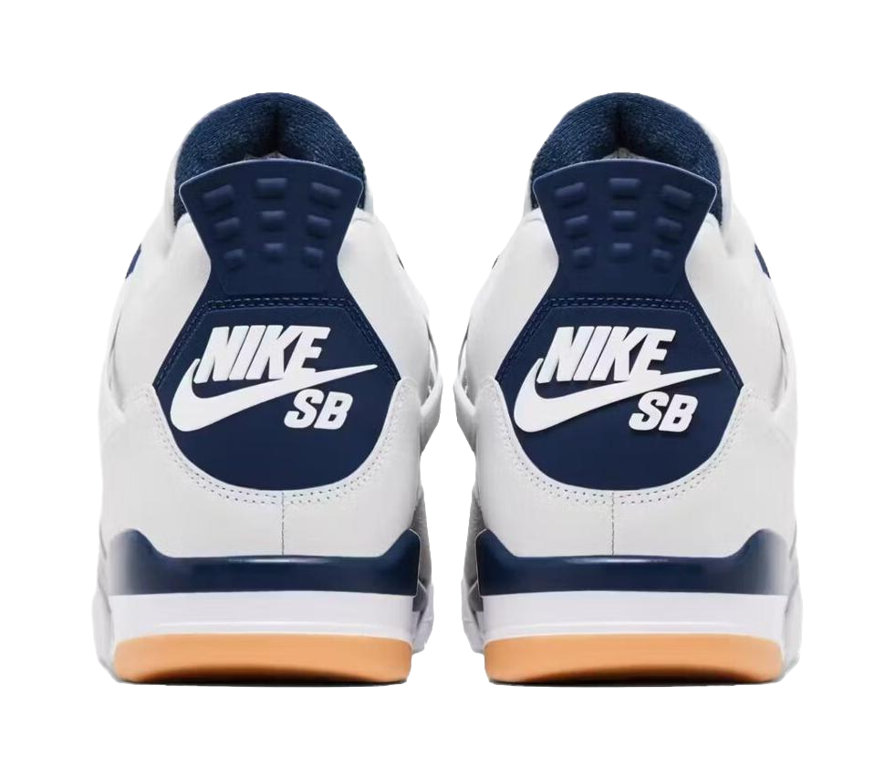 Nike SB x Jordan Air Jordan 4 Navy Abrasion Resistant Mid Top Vintage Basketball Shoes Unisex White Blue vjkicks