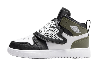 Jordan Slip Resistant Abrasion Resistant Mid top Childrens Basketball Shoes Black Green vjkicks