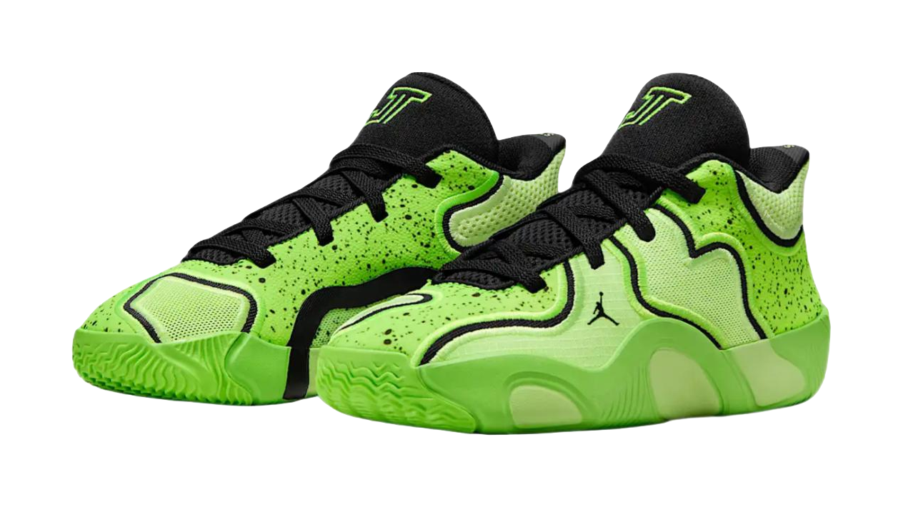 Jordan Tatum 3 Abrasion Resistant Low top Kids Training Shoes Electric Green Black vjkicks