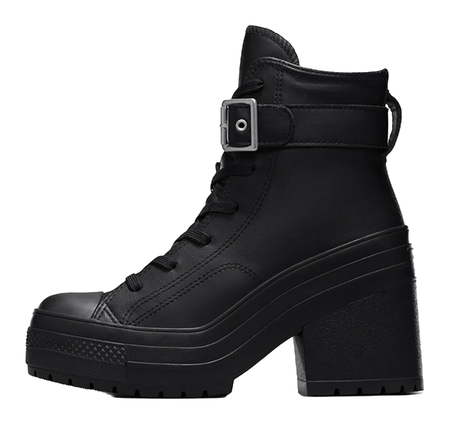Converse Chuck 70 De Luxe Heel Leather High Buckle Triple Black Womens vjkicks