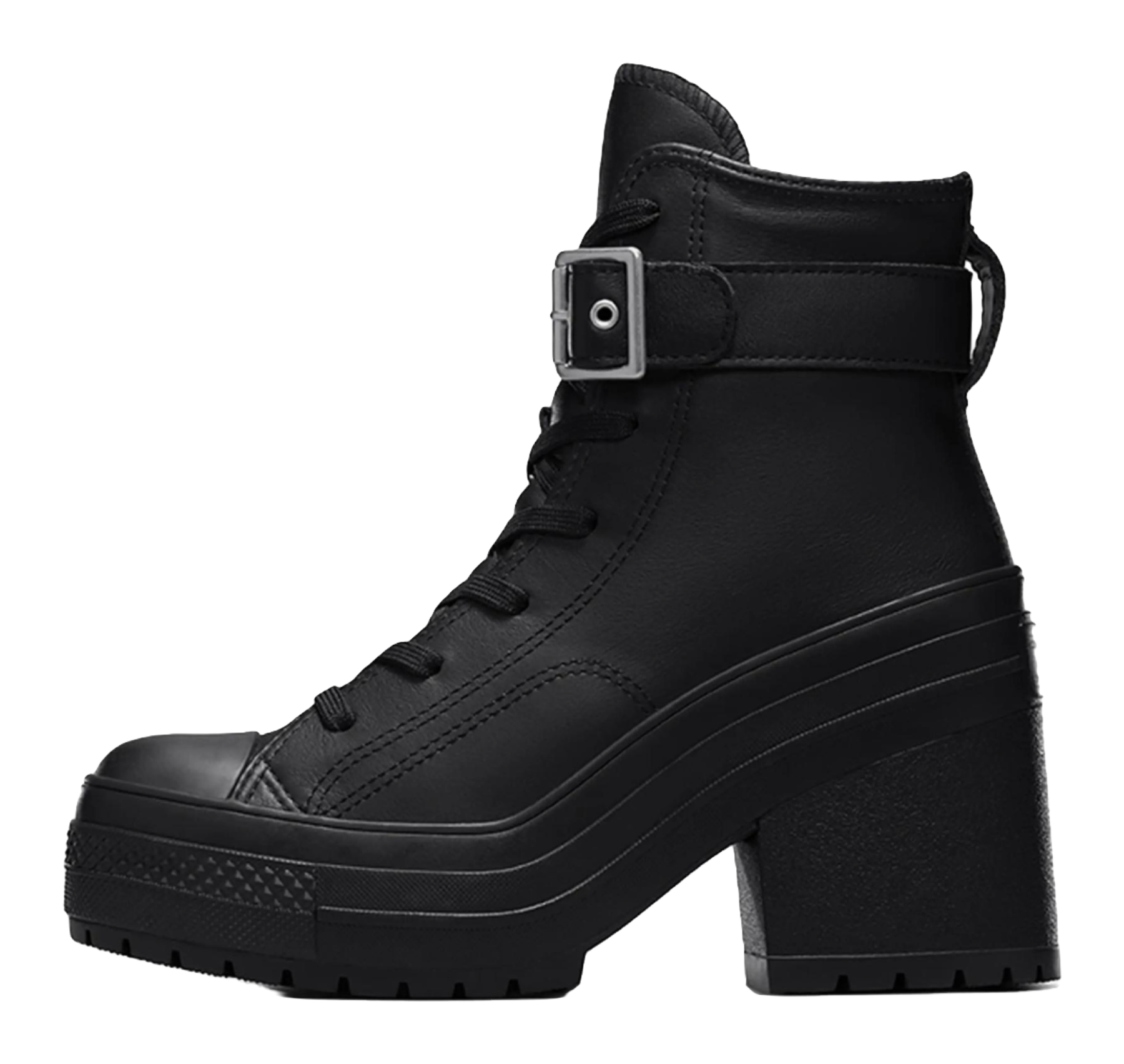 Converse Chuck 70 De Luxe Heel Leather High Buckle Triple Black Womens vjkicks