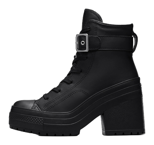 Converse Chuck 70 De Luxe Heel Leather High Buckle Triple Black Womens vjkicks