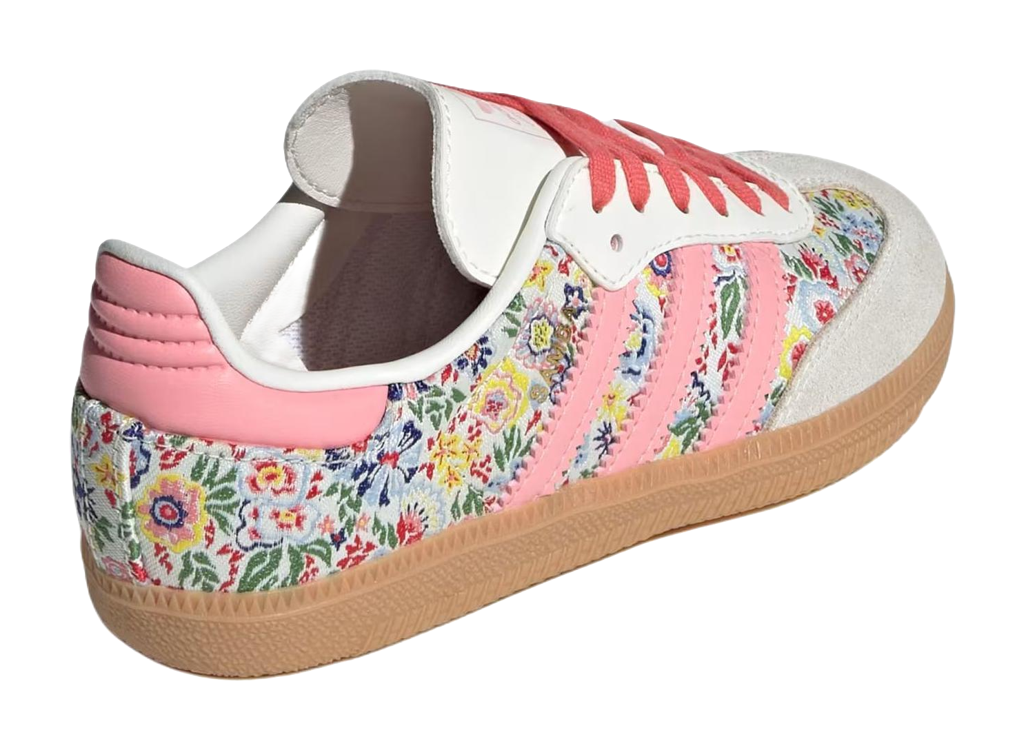 Liberty London x Adidas Originals SAMBA OG Anti Slip Wear Resistant Low Top Skateboard Shoes Beige/Pink Kids vjkicks