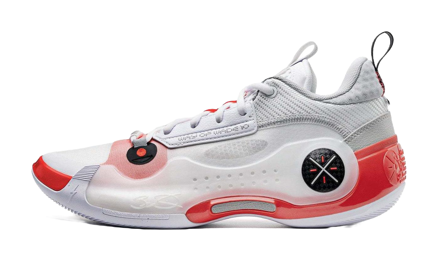 LiNing Wades Way 10 Low Cushioning, Wear Resistant Low Top Basketball Shoes Mens White Red vjkicks