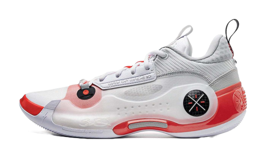 LiNing Wades Way 10 Low Cushioning, Wear Resistant Low Top Basketball Shoes Mens White Red vjkicks