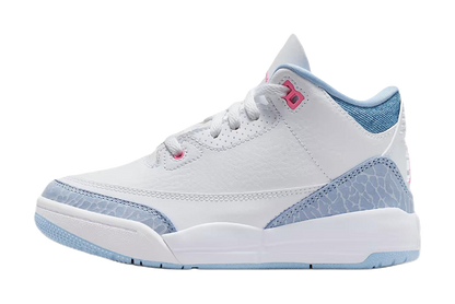 Jordan Air Jordan 3 Abrasion Resistant Mid Top Childrens Basketball Shoes White Blue Children Aged 3 7 Years Old vjkicks