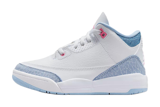 Jordan Air Jordan 3 Abrasion Resistant Mid Top Childrens Basketball Shoes White Blue Children Aged 3 7 Years Old vjkicks
