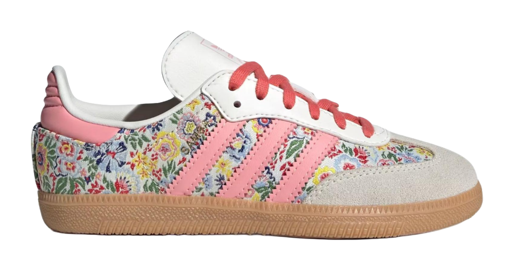 Liberty London x Adidas Originals SAMBA OG Anti Slip Wear Resistant Low Top Skateboard Shoes Beige/Pink Kids vjkicks