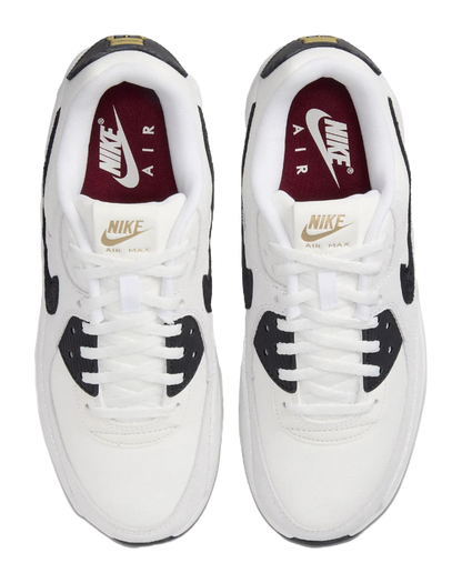Nike Air Max 90 LV8 White Metallic Gold Black Womens vjkicks