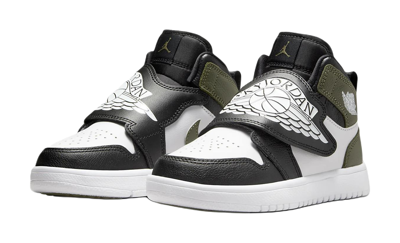 Jordan Slip Resistant Abrasion Resistant Mid top Childrens Basketball Shoes Black Green vjkicks