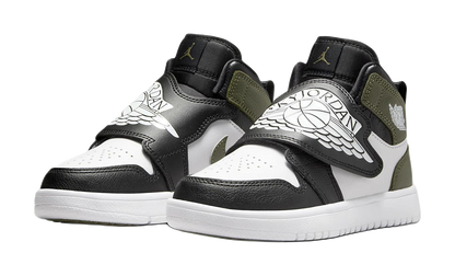 Jordan Slip Resistant Abrasion Resistant Mid top Childrens Basketball Shoes Black Green vjkicks