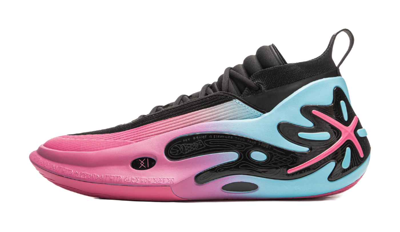 LINING Wow11 Basketball Shoes Mens Mid top Black Pink vjkicks