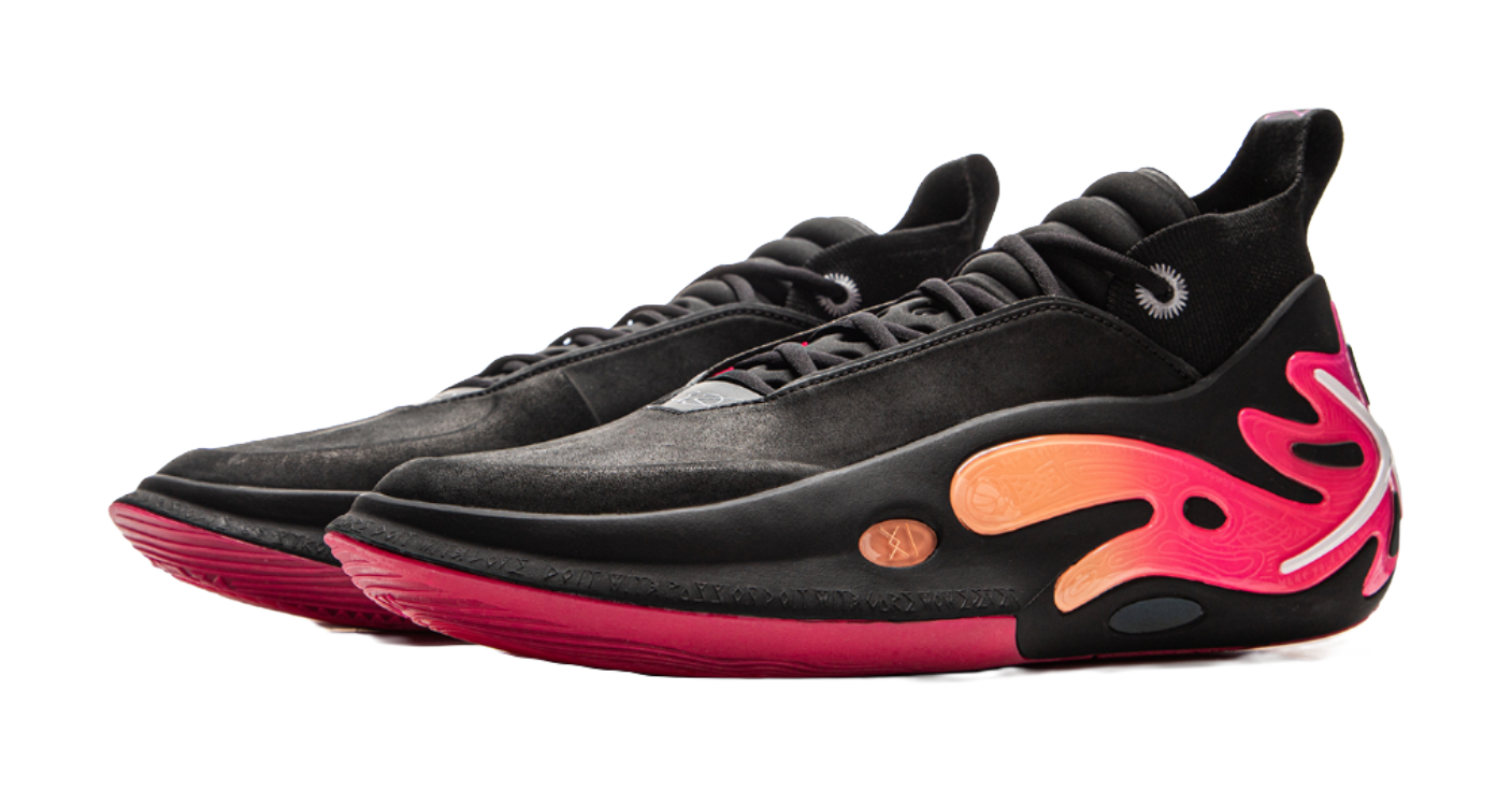 LiNing Wow11 Cushioning Anti-Slip And Wear-Resistant Lightweight Rebound Mid-Top Basketball Shoes Mens Black Red vjkicks