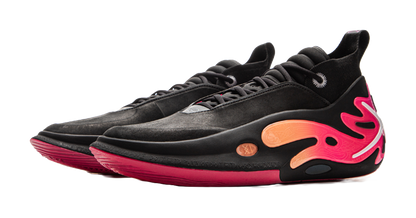 LiNing Wow11 Cushioning Anti-Slip And Wear-Resistant Lightweight Rebound Mid-Top Basketball Shoes Mens Black Red vjkicks