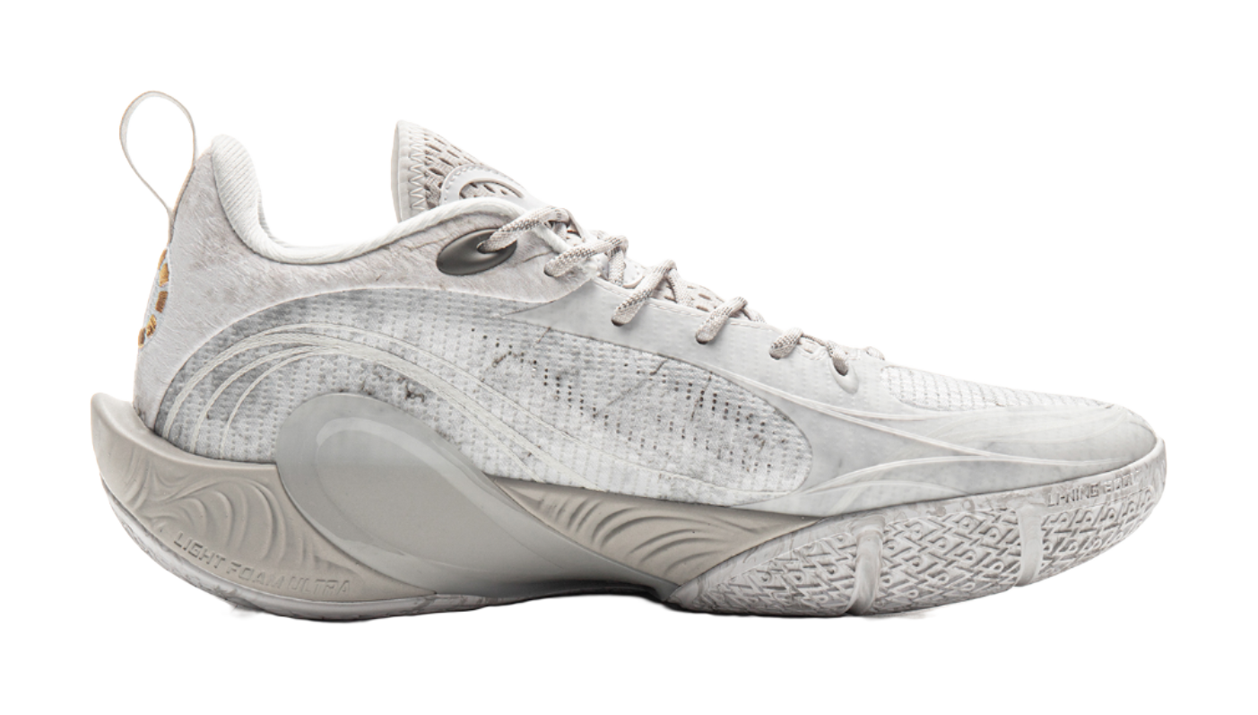 LiNing DLO1 Cushioning, Slip Resistant, Abrasion Resistant, Rebound Grip Low Top Basketball Shoes Mens White Gray vjkicks