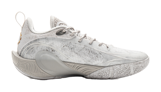 LiNing DLO1 Cushioning, Slip Resistant, Abrasion Resistant, Rebound Grip Low Top Basketball Shoes Mens White Gray vjkicks