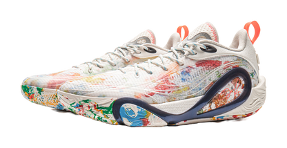 LiNing DLO1 Cushioning, Slip Resistant, Abrasion Resistant, Rebound Grip Low Top Basketball Shoes Mens Ivory vjkicks