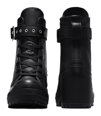 Converse Chuck 70 De Luxe Heel Leather High Buckle Triple Black Womens vjkicks