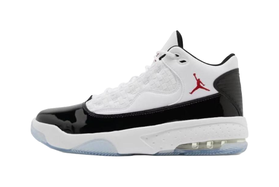 Jordan Max Aura 2 White Black Gym Red vjkicks