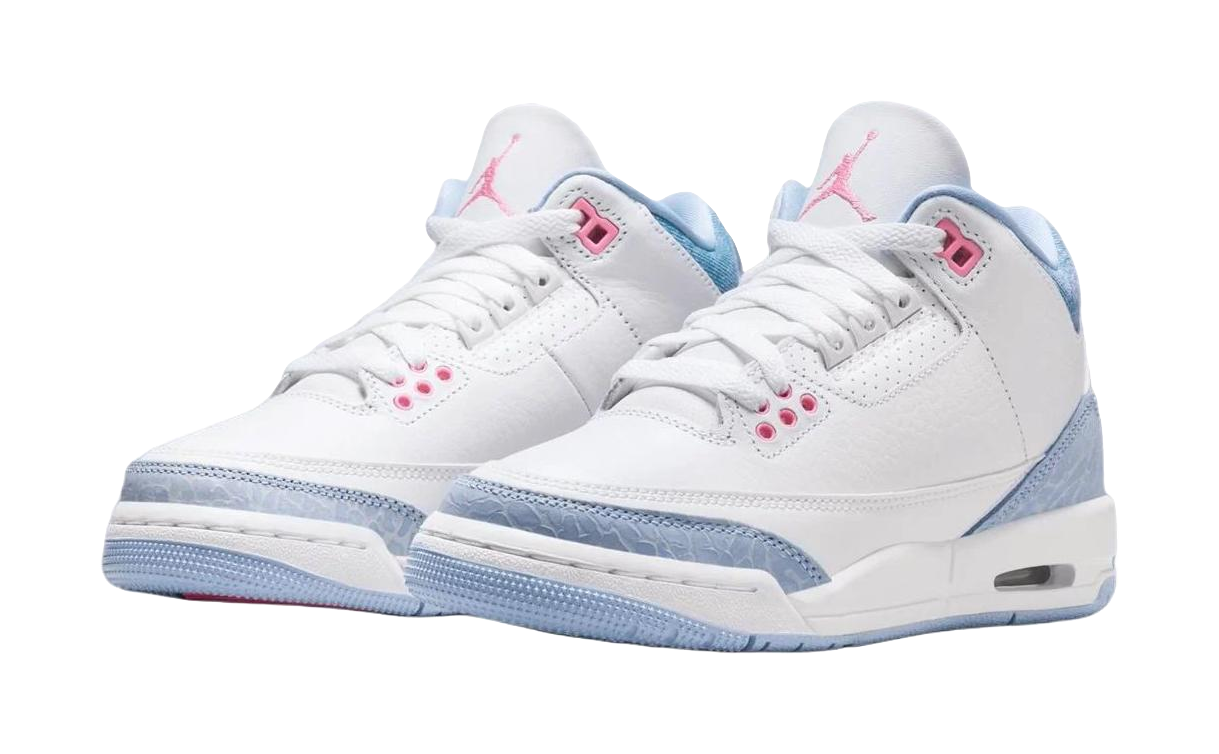 Jordan Air Jordan 3 Abrasion Resistant Mid Top Childrens Basketball Shoes White Blue Teenagers vjkicks