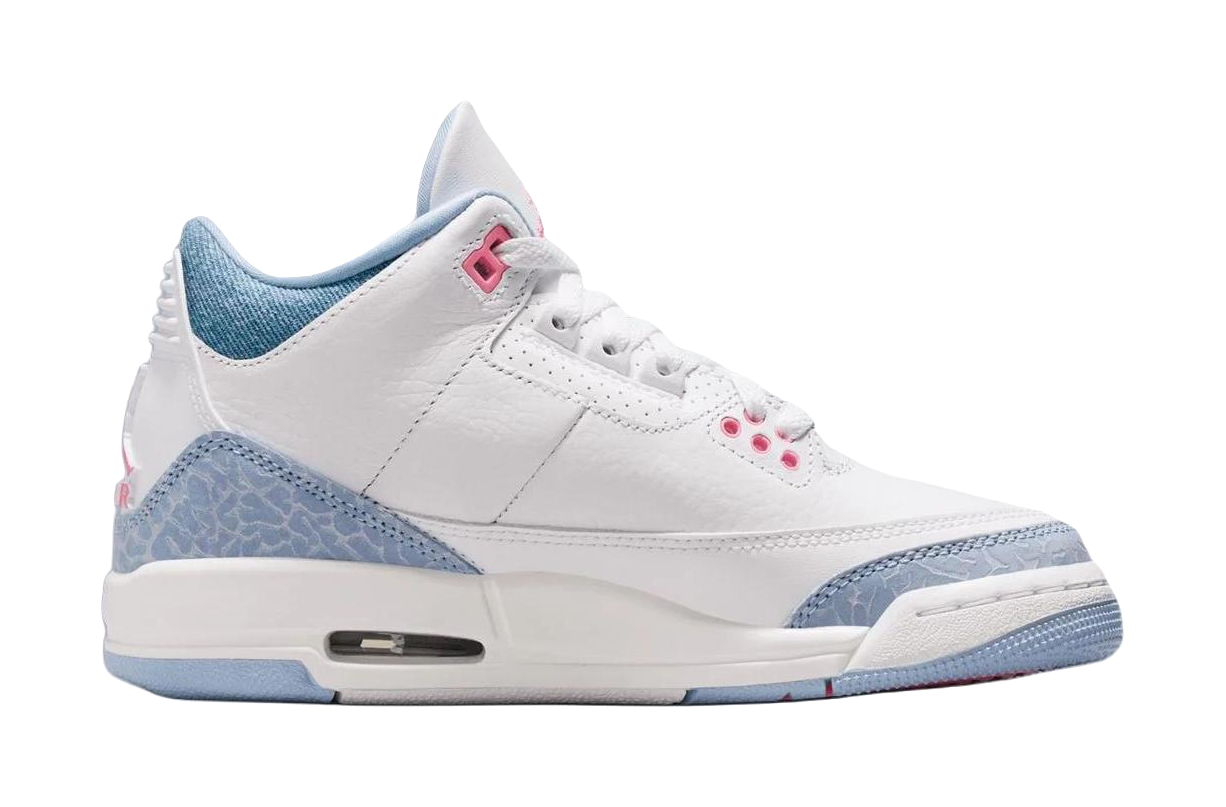 Jordan Air Jordan 3 Abrasion Resistant Mid Top Childrens Basketball Shoes White Blue Teenagers vjkicks