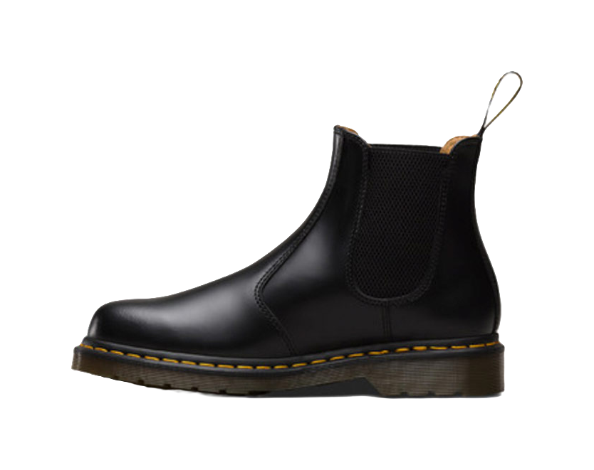 Dr. Martens 2976 Yellow Stitch Smooth Leather Chelsea Boot Black vjkicks