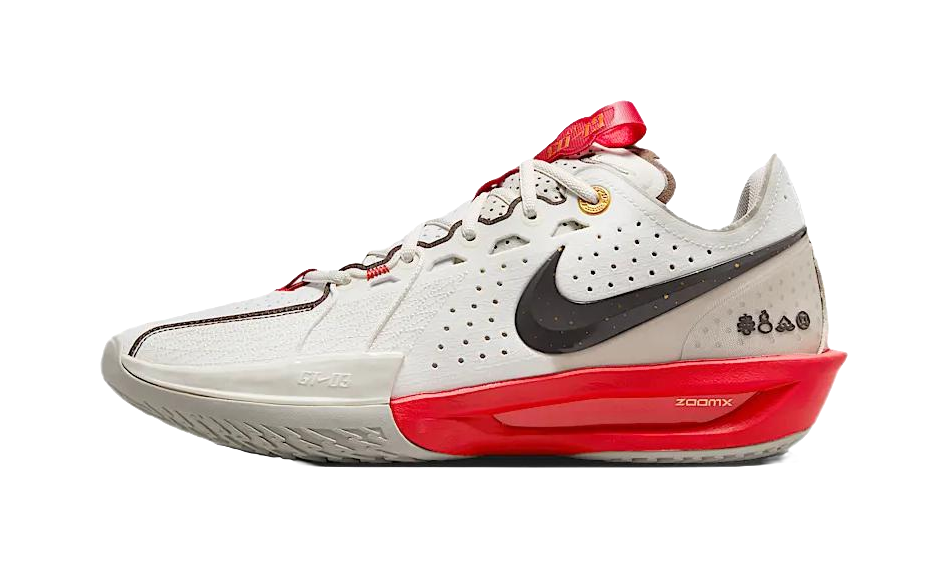 Nike Air Zoom G.T. Cut 3 Anti-Slip Wear-Resistant Low-Top Basketball Shoes Mens White Beige vjkicks